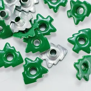 20 Christmas Tree Eyelets 1/8" Green Trees Embellishments Holiday Crafts Cards - Picture 1 of 5