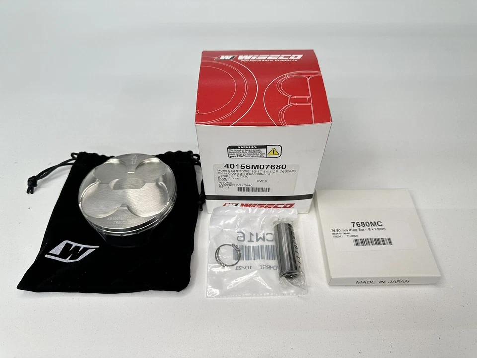 KIT DE PISTÓN Y ANILLOS 16 17 HONDA CRF250R WISECO STD STOCK 76,80 MM DIÁMETRO 40156M07680 Foto 1 de 4