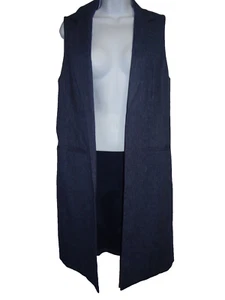 Michael Kors sz 4 denim vest long top blazer NEW NWT indigo sleeveless blue - Picture 1 of 4