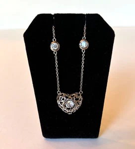Sterling Silber Tanzende Swarovski Kristall Halskette Filigran Herz Karina Ariana - Bild 1 von 10