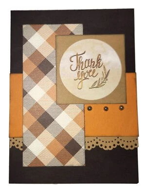 Tarjeta de felicitación GRACIAS - MARRÓN - Hecha a mano tamaño A2 con sobre OFERTA Foto 1 de 2