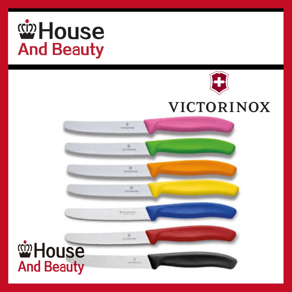 10 x Cuchillo Victorinox Steak Tomate Punta Redonda 11 cm Borde Ondulado Color Surtido Foto 1 de 1