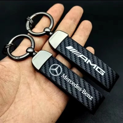 2 Keychain Mercedes Benz Amg  Carbon Leather Emblem Logo High Quality - Image 1 of 4