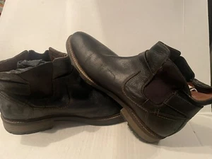 Johnston & Murphy Black Leather Mens Short Cowboy Boots Size 13 1/2 Buckle - Picture 1 of 12