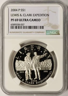 2004-P Lewis and Clark $1 Commemorative Silver Dollar NGC PF69UCAM - Image 1 of 2
