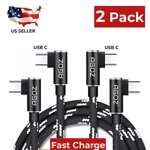 2 Pack 90° USB C to USB C Cable PD FAST Charger for iPad Pro Air, Samsung Tablet - Picture 1 of 15