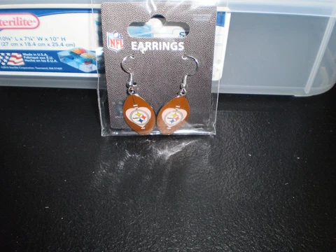Pittsburgh Steelers Breast Cancer  Earrings  Free Shipping Cover