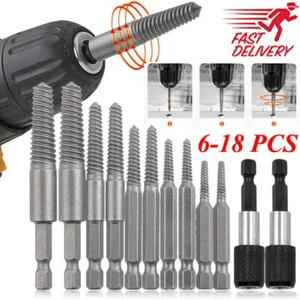 12PC Damaged Screw Extractor 1/4 Hex Shank Tool Set Broken Stripped Bolt Remover - Picture 1 of 15
