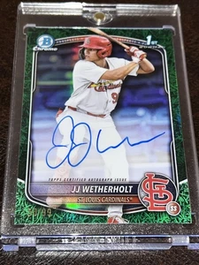 2025 Bowman JJ Wetherholt Green Grass Refractor 1st Bowman Chrome Auto   /99 - Picture 1 of 8