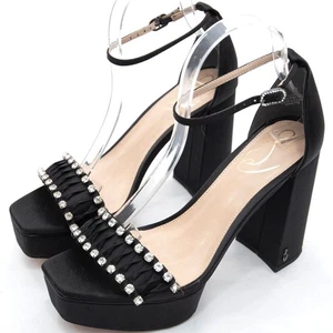 Sam Edelman Black Satin Ninette Platform Heels Size 8 - Picture 1 of 9
