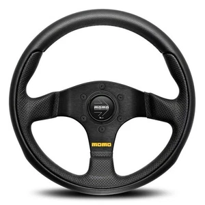 Genuine MOMO Team Black Leather 280mm Steering Wheel - Picture 1 of 1