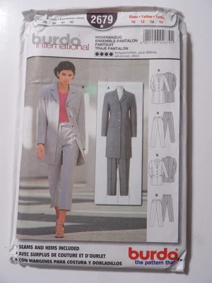 BURDA 2679 Misses' Jacket & Pants w/Variations Size 10-16 Uncut Sewing Pattern - Image 1 of 3