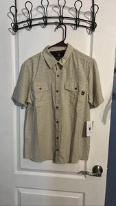 Camisa Spyder Para Hombre Manga Corta A Cuadros Verde Tostado S - Imagen 1 de 5