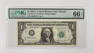 1981-A One Dollar Federal Reserve Note 1.00. PMG MS 66 Star. - Picture 1 of 3