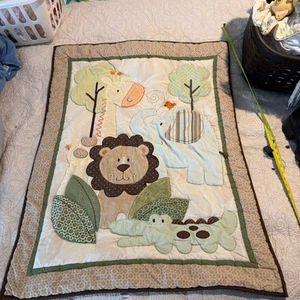 Carters Safari Baby Blanket Quilt Crib Comforter Velour Brown Zoo Animals 32x42 - Bild 1 von 15