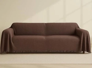 Northygge 100% Organic Cotton Couch Cover Brown XL 71”x134” Sofa Loveseat NEW - Picture 1 of 6