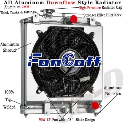 Radiador de aluminio de 2 filas + ventilador de cubierta para Honda Civic EG EK Del Sol Integra 1992-01 Foto 1 de 4