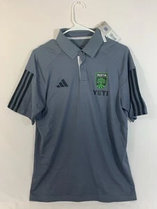 NEW Austin FC Yeti MLS Adidas Short Sleeve Soccer Polo Shirt Gray Size Medium - Picture 1 of 15