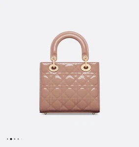 100% Authentic Small Lady Dior Bag Rose Des Vents Patent Cannage Calfskin - Picture 1 of 16