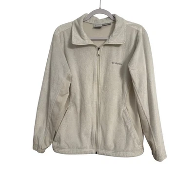 Chaqueta Columbia Mujer L Omni-Heat Térmica Confort Cremallera Frontal Polar Blanco Crema  Foto 1 de 4