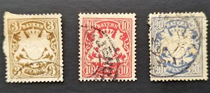 BAVARIA 1888 - 1890 Scott # 60a, 63, 64 Bayern Coat of Arms 3 stamps - Picture 1 of 1