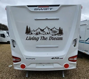 1x Living The Dream Van Camper Motorhome Caravan Decals Sticker Graphics sw23 - Picture 1 of 4