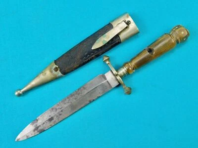 Старинный 19 века США гражданской войны маленький кинжал нож с ножнами - Изображение 1 из 4