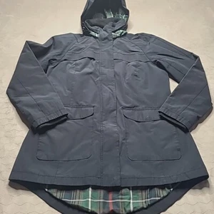 Pendleton Women's Raincoat Long Tail Plaid Lined L Large Black Flawed - Picture 1 of 17