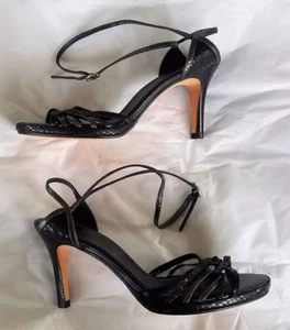 Neu Cole Haan schwarze hochhackige Plateau-Schuhe mit Schlangenleder-Riemchen 5,5 - Bild 1 von 4