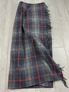 Womens Size 10 Eddie Bauer Red Black Plaid Wool Blend Fringe Blanket Wrap Skirt - Picture 1 of 8