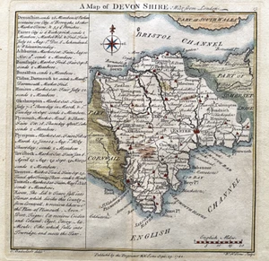 Mapa antiguo de 1742; Devon/Devonshire de W.H. Toms / T. Badeslade - Imagen 1 de 3