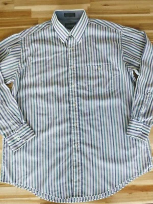 Members Only Button Shirt Mens 16.5 32/33  Blue Striped Pocket Casual Preppy - Image 1 of 4