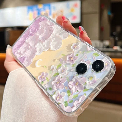 For iPhone 15 14 13 Pro Max 12 11 Clear Heart Flower Shockproof Phone Case Cover - Image 1 of 4