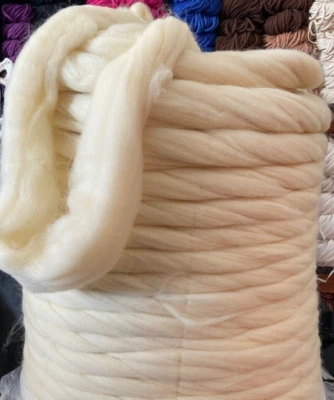 5 lbs White Merino WOOL ROVING  BULK Natural Undyed Felting Spinning Chunky Yarn - Image 1 of 4