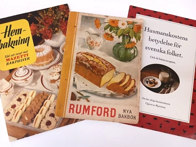 Lot Vintage Swedish Language Cookbooks Baking Pamphlets Rumford Bread Cakes Meal - Image 1 of 4
