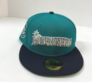 Seattle Mariners MLB NE Cooperstown Retro Script Fitted Hat~ Teal - Picture 1 of 5