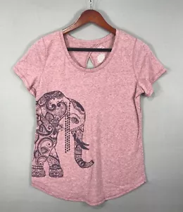 St Johns Bay Shirt Womens Small Red Active Tee Graphic Keyhole Back Short Sleeve - Picture 1 of 7