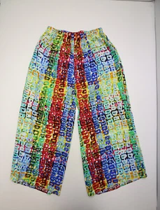 Jams World Rayon Pants Womens Small Road Trip Colorful Art Print Wide Leg Palazo - Picture 1 of 14