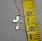 Vtg Sterling Silver 925 Cross Necklace Pendant Scroll Flower Open Signed Ae18