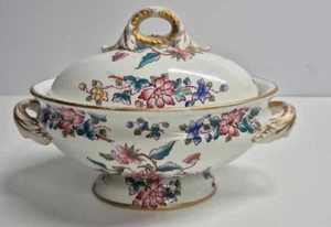 Royal Worcester Lidded Dish Oval Floral pattern Antique Signed Small 1850's (A/F - Picture 1 of 15