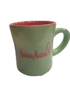 Rare Neiman-Marcus Large Green with  PINK  interior mug - Picture 1 of 1