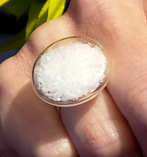 Unique SPARKLY SNOW SHAKER RING adjustable WINTER snow GLASS handmade GIFT BOXED - Image 1 of 1