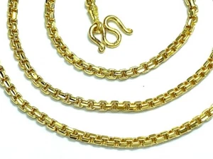 ¡MIRA! Elegante collar tailandés hecho a mano GP de oro 22K 24K cadena baht 3,2 mm 3,5" GT12 - Imagen 1 de 4