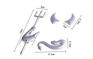 SILVER 3D Funny Evil Devil Demon Car Stickers Decal Emblem Badge Logo Decoration - Picture 1 of 4