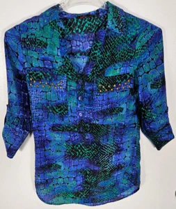 Blusa Top Sofia Vergara Para Mujer Talla XS Multicolor Manga 3/4 Botón Delantero - Imagen 1 de 3
