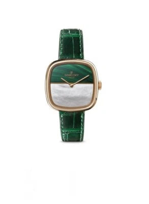 Gomelsky Eppie Mini Watch Malachite + Mother of Pearl , Croc Wristband Gold Trim - Image 1 of 4