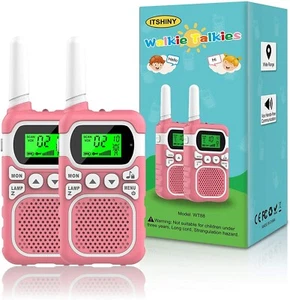 ITSHINY Kids Walkie Talkies Pink Girl 22 Channels 3 Mile Range Outdoor Children - Picture 1 of 7