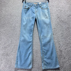 Paris Blues Jeans Size 7 Blue Stretch Boot Leg Mid Rise Distressed Denim Pants - Picture 1 of 10