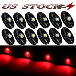 Luces de roca LED rojas 12 piezas para Jeep todoterreno barco camión UTV ATV debajo de la carrocería TD - Imagen 1 de 9