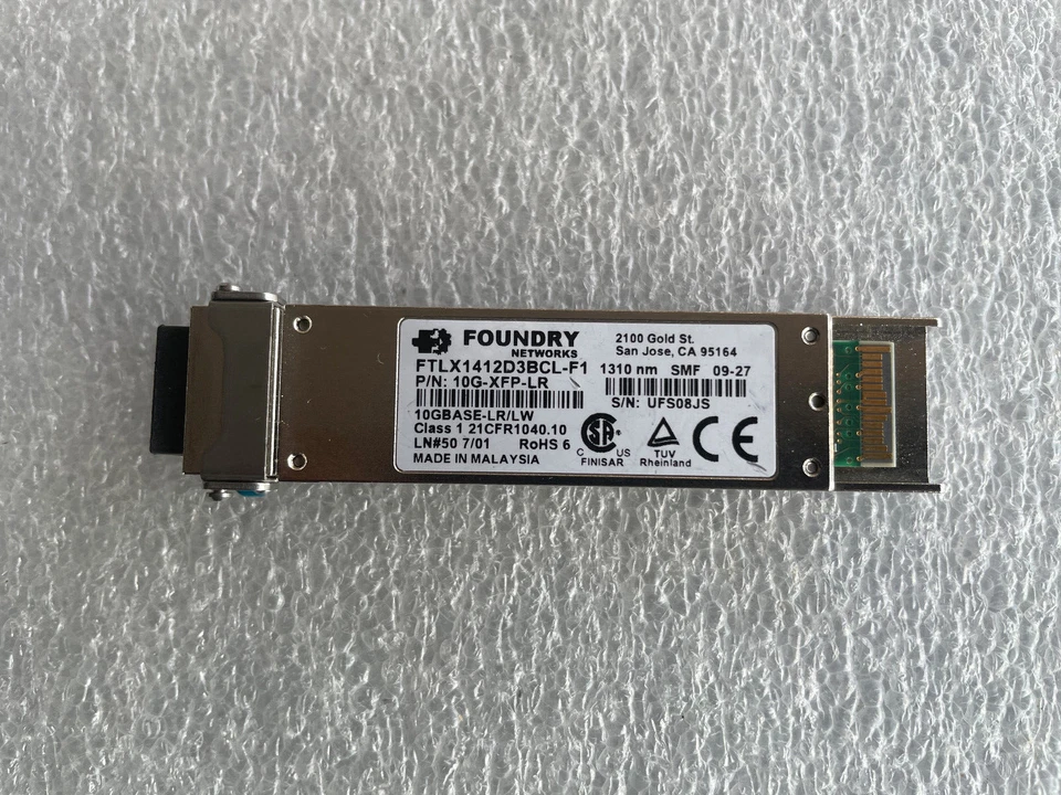Foundry Networks 10G-XFP-LR Transceiver Module FTLX1412D3BCL-F1 Long Range - Image 1 of 1